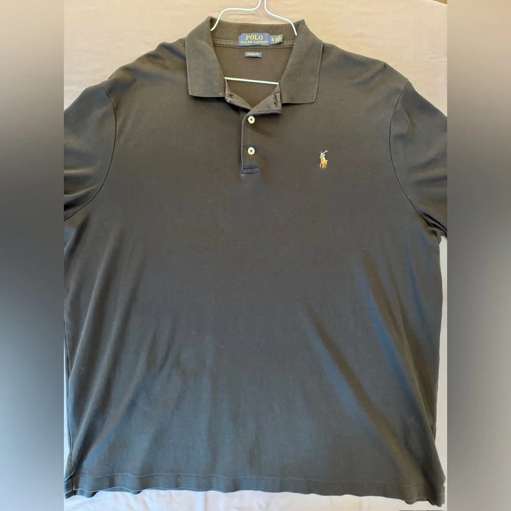 Polo Ralph Lauren Mens XL Polo Shirt Black 100% Cotton Classic Fit Pony Logo
